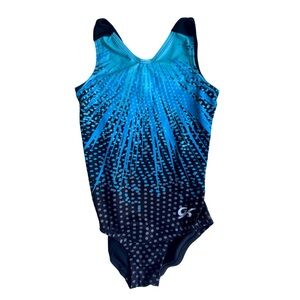 GK Blue and Black Girls Gymnastics Leotard